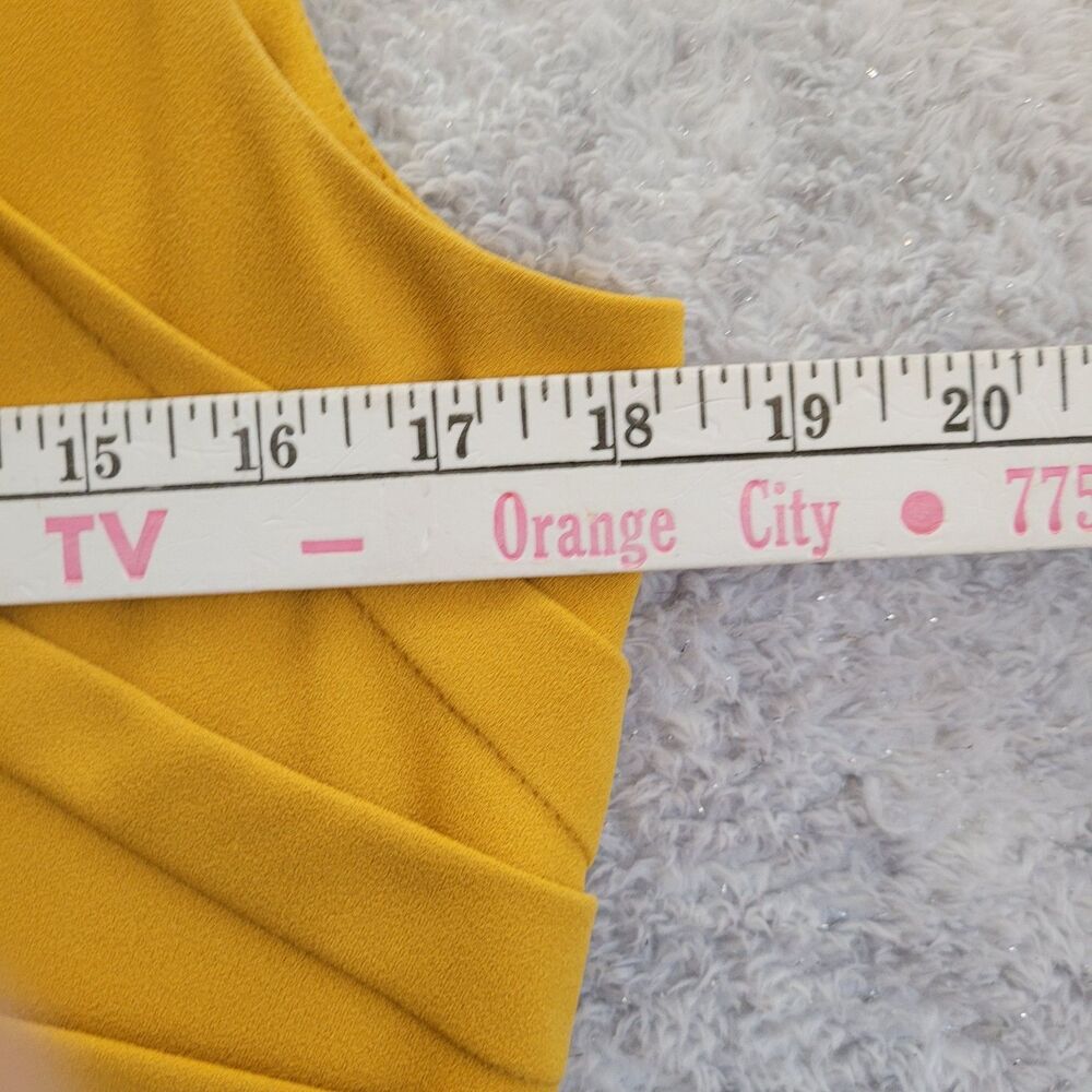 Calvin Klein Starburst Sheath Dress Women Size 12 Ochre Yellow Sleeveless Office - Picture 4 of 7